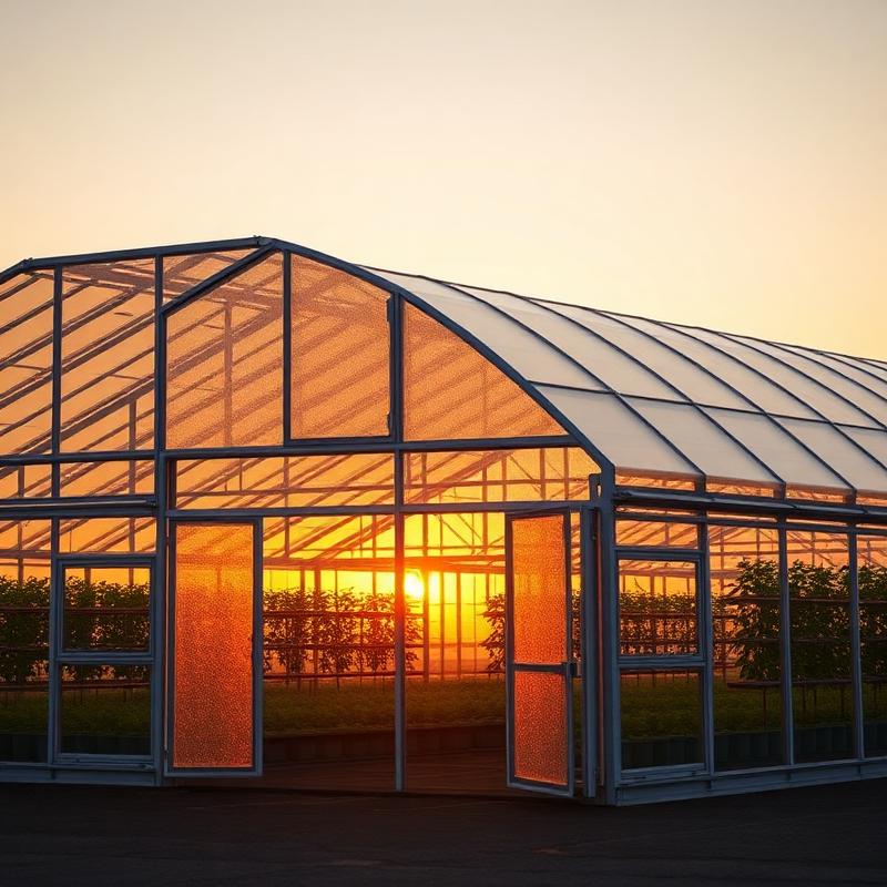 Exterior of a commercial greenhouse structure