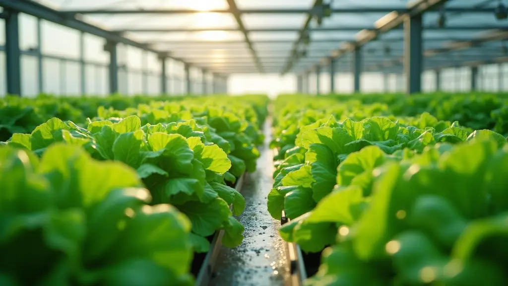 Inside a modern commercial greenhouse